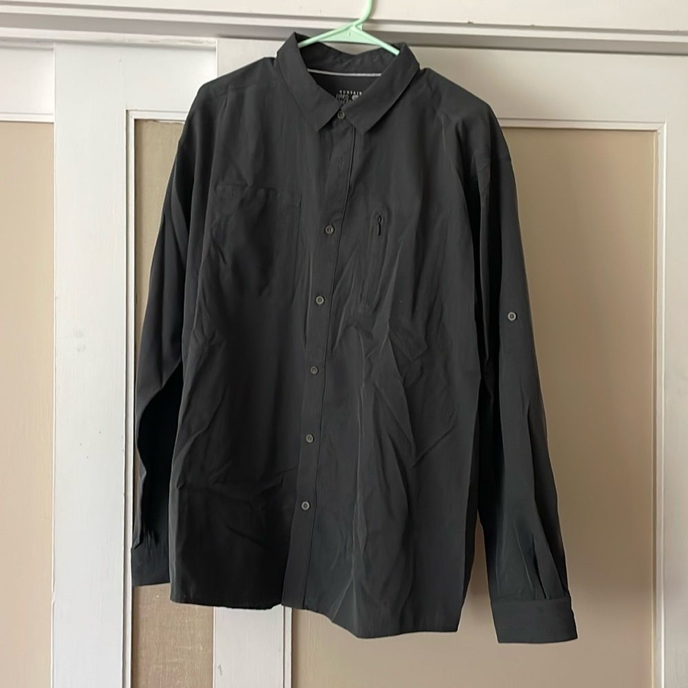 Activewear long sleeve button down. Breathable, functional